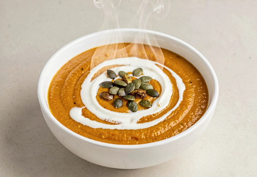 Sült sütőtökkrémleves kókusztejjel